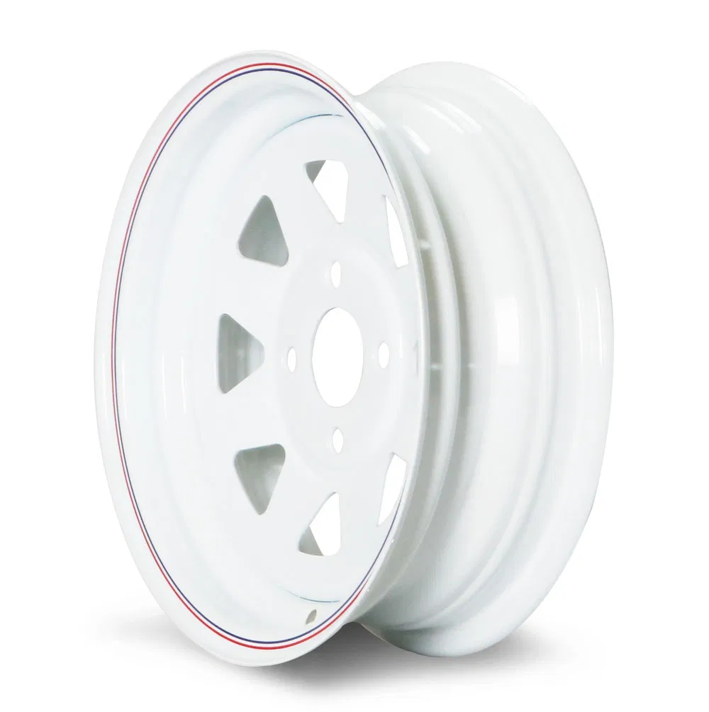 8spoke 1480lbs 4-4.0 PCD White Painted Galvanized 13 15 16 Inch Trailer Alloy Steel Wheel Rim for Marine Boat Utility Camper Catering Cattle RV