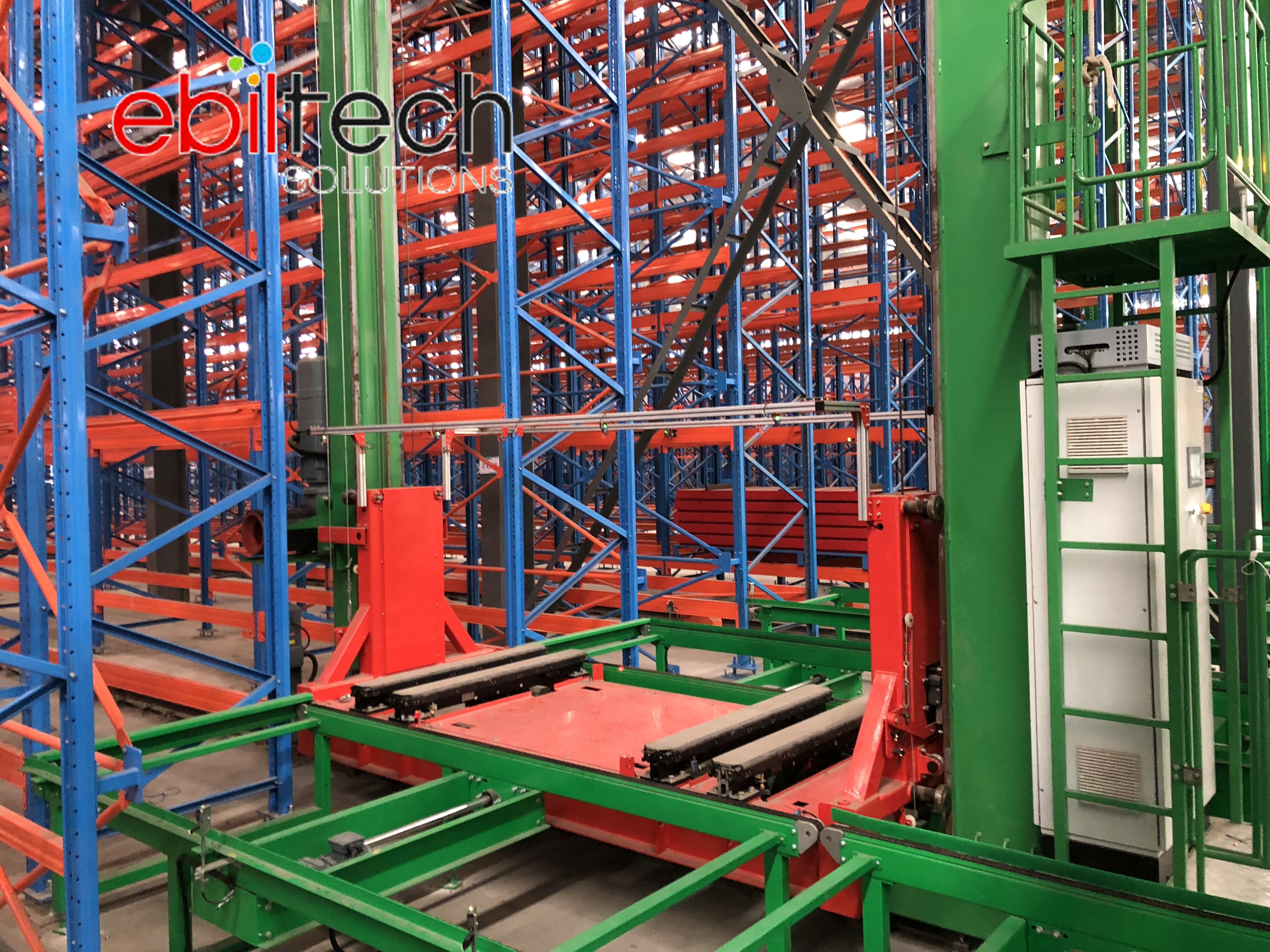 Automatic Trilateral Stacker Crane Racking Intelligent Warehouse System Corrosion Protection Aluminum Alloy Construction for