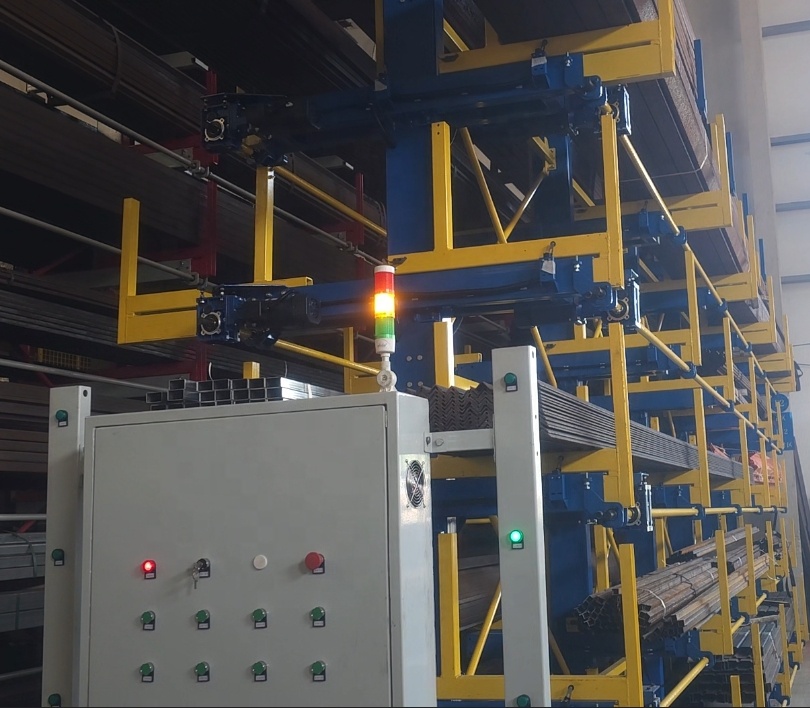 Customized Industrial Warehouse Storage Steel Electric Telescopic Cantilever Rack for Pipe Tube Bar