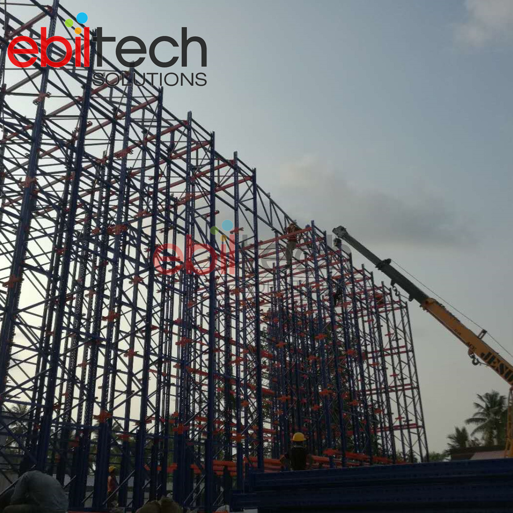 EBILTECH Heavy Duty Steel Multi-Layer Cold Warehouse Rack System with Powder Coated Finish Self-Supporting Integrated Racking