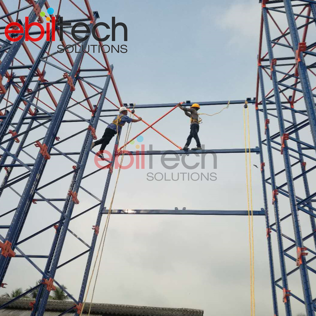 EBILTECH Heavy Duty Steel Multi-Layer Cold Warehouse Rack System with Powder Coated Finish Self-Supporting Integrated Racking
