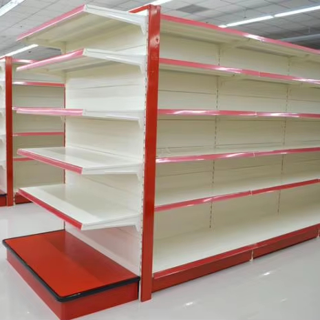 Customized Double-Sided Light Duty Metal Steel Supermarket Wall Gondola Shelving Rack Freestanding Installation Customizable