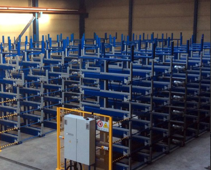 Arm Movable Steel Industrial Pipe Fabric Storage Roll Out Cantilever Shelving Crank-Out Cantilever Rack for Long Ltem Storage