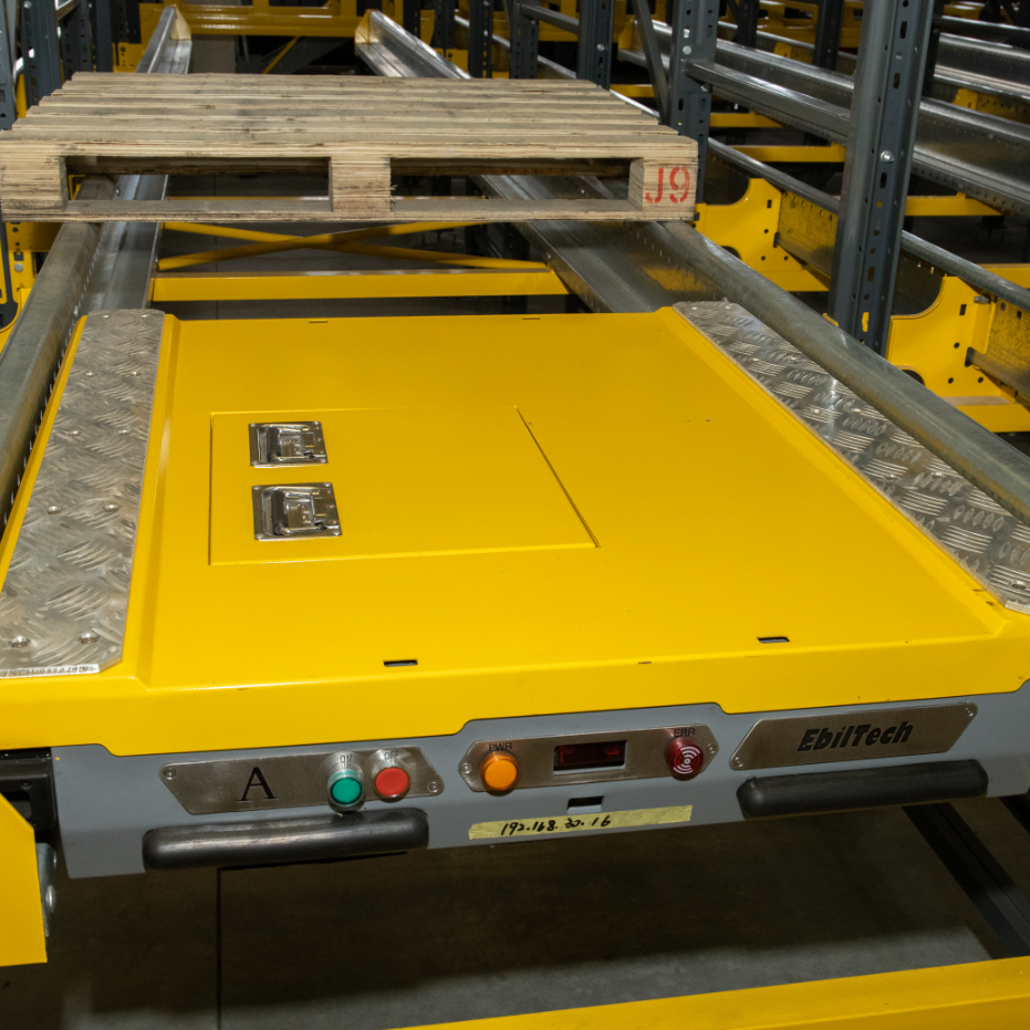 EBILTECH EBILTECH-RS Automated Retrieval Pallet Shuttle Rack Powder Coated Finish Corrosion Protection Customizable Layers High