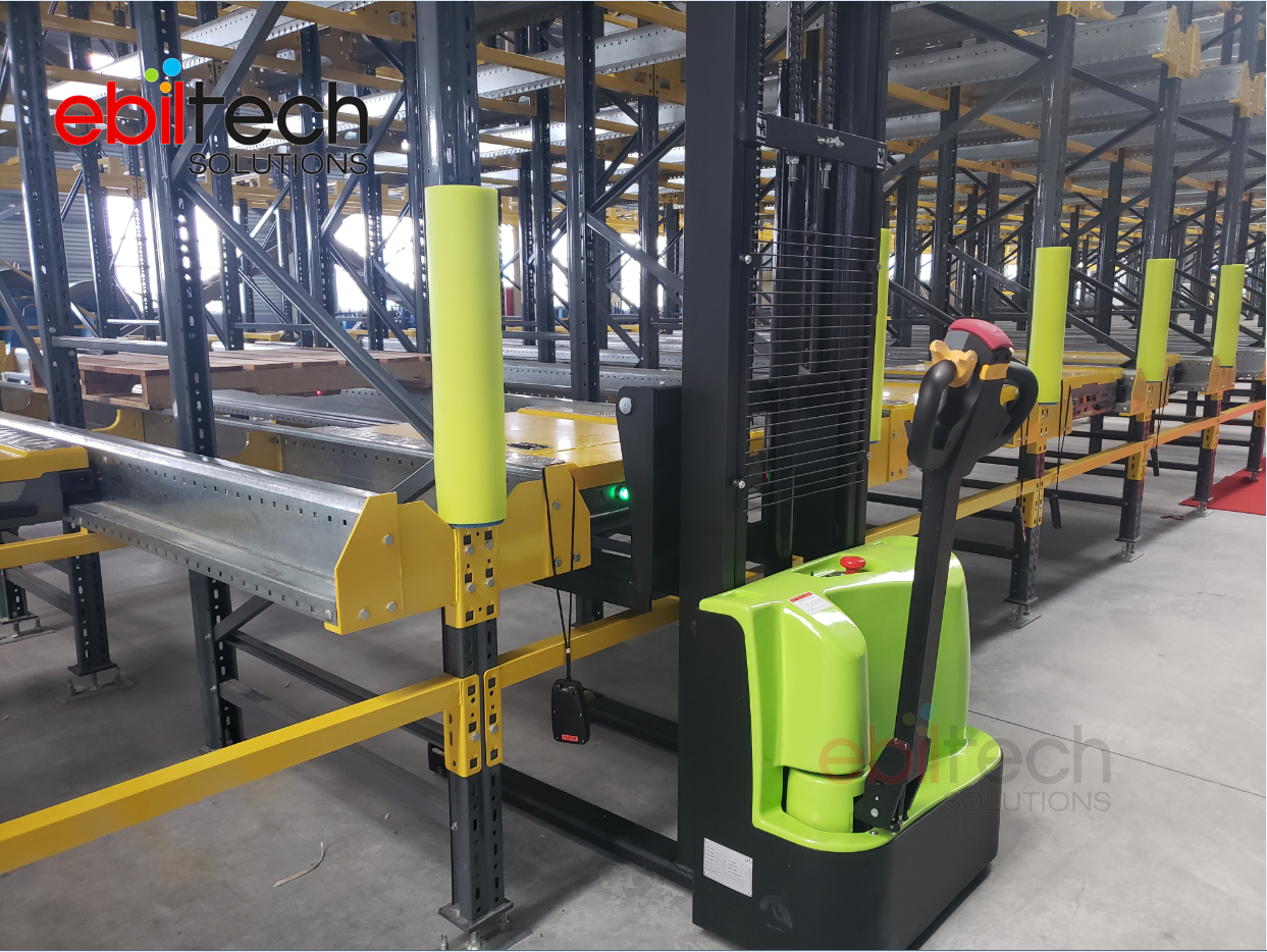 EBILTECH Two-Way Tote Shuttle System Pallet Shuttle Remote Control Automated Radio Shuttle Powder Coated CE Certified