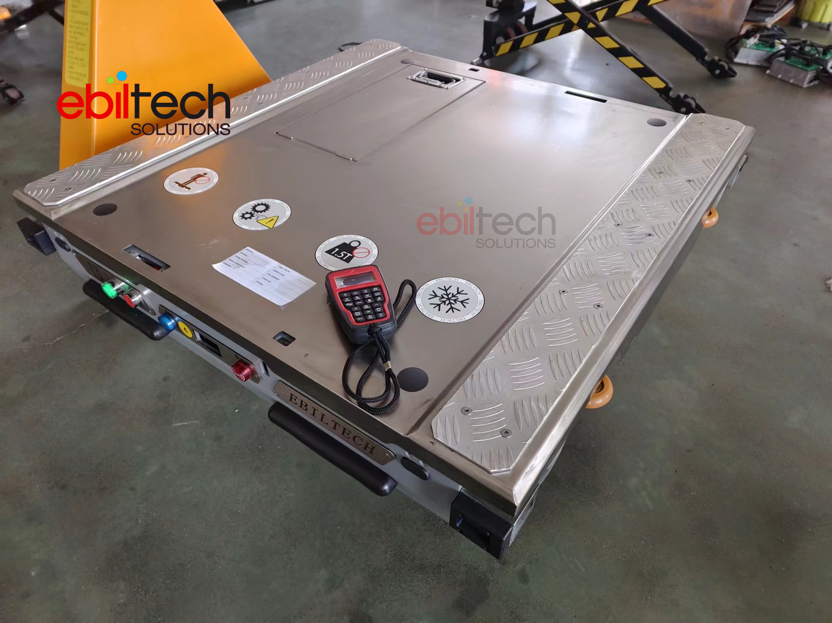 EBILTECH Heavy Duty Electric Metal Shuttle Robotic Pallet Mover for Automatic Material Handling System