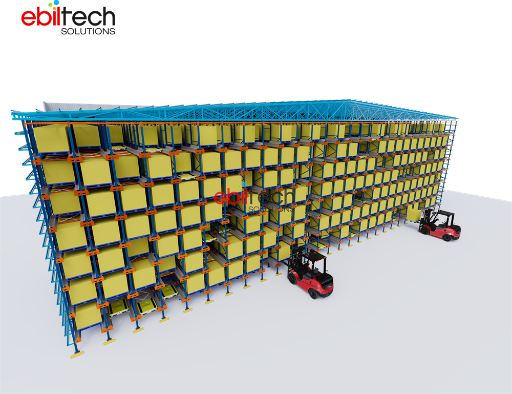 EBILTECH CE Certified Two Way Shuttle Clad Racking Warehouse Integrated Rack for Deep Lane Storage