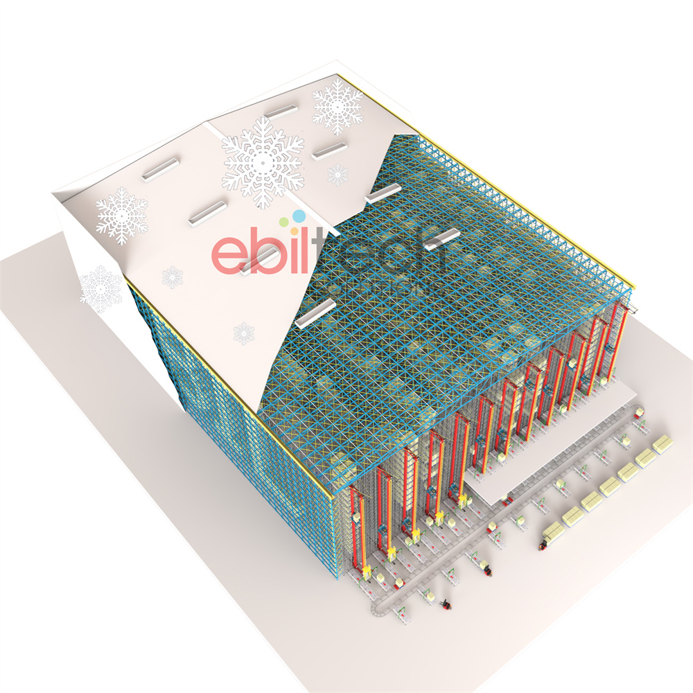 Stacker Crane Clad Rack Building Integrated Warehouse Racking Self-Supporting Racking System EBILTECH Industrial Storage