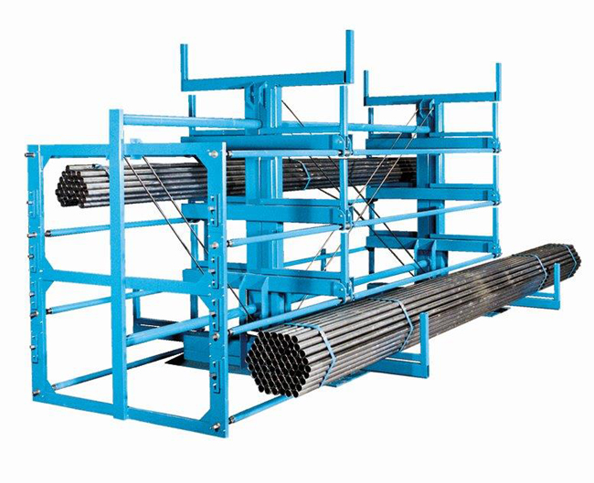 Arm Movable Steel Industrial Pipe Fabric Storage Roll Out Cantilever Shelving Crank-Out Cantilever Rack for Long Ltem Storage