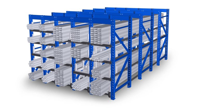 Steel Heavy-Duty Tubular Stacking Storage System Racks with Rollers for Long Materials Corrosion Protection CE Certified