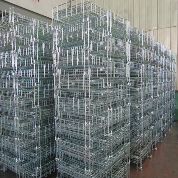 EBILMETAL Heavy Duty Industrial Metal Cage Foldable Steel Mesh Box Pallet Collapsible Metal Cage Pallets