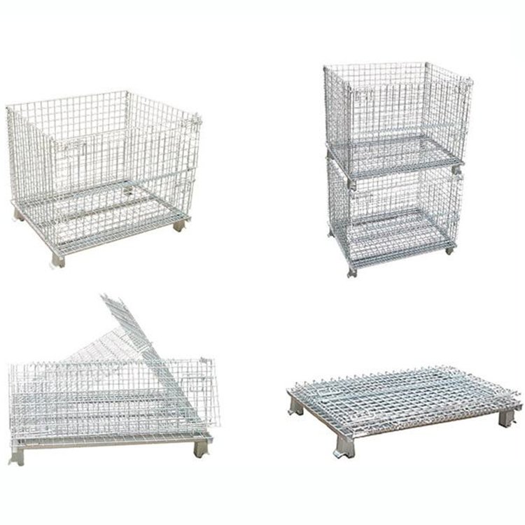 Customized Galvanized Foldable Wire Mesh Containers Steel Collapsible Metal Cage 4000 Lbs 1200*1000*890
