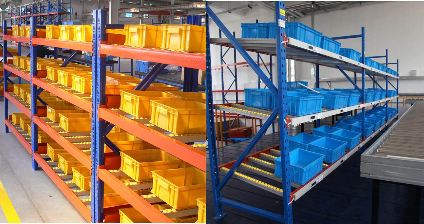 Gravity Carton Flow Racking with Wheels,selective Warehouse Roller Racking System