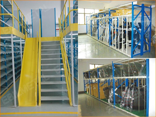 Steel Warehouse Mezzanine Floor Kit Industry Shelving Rack System with Stairs