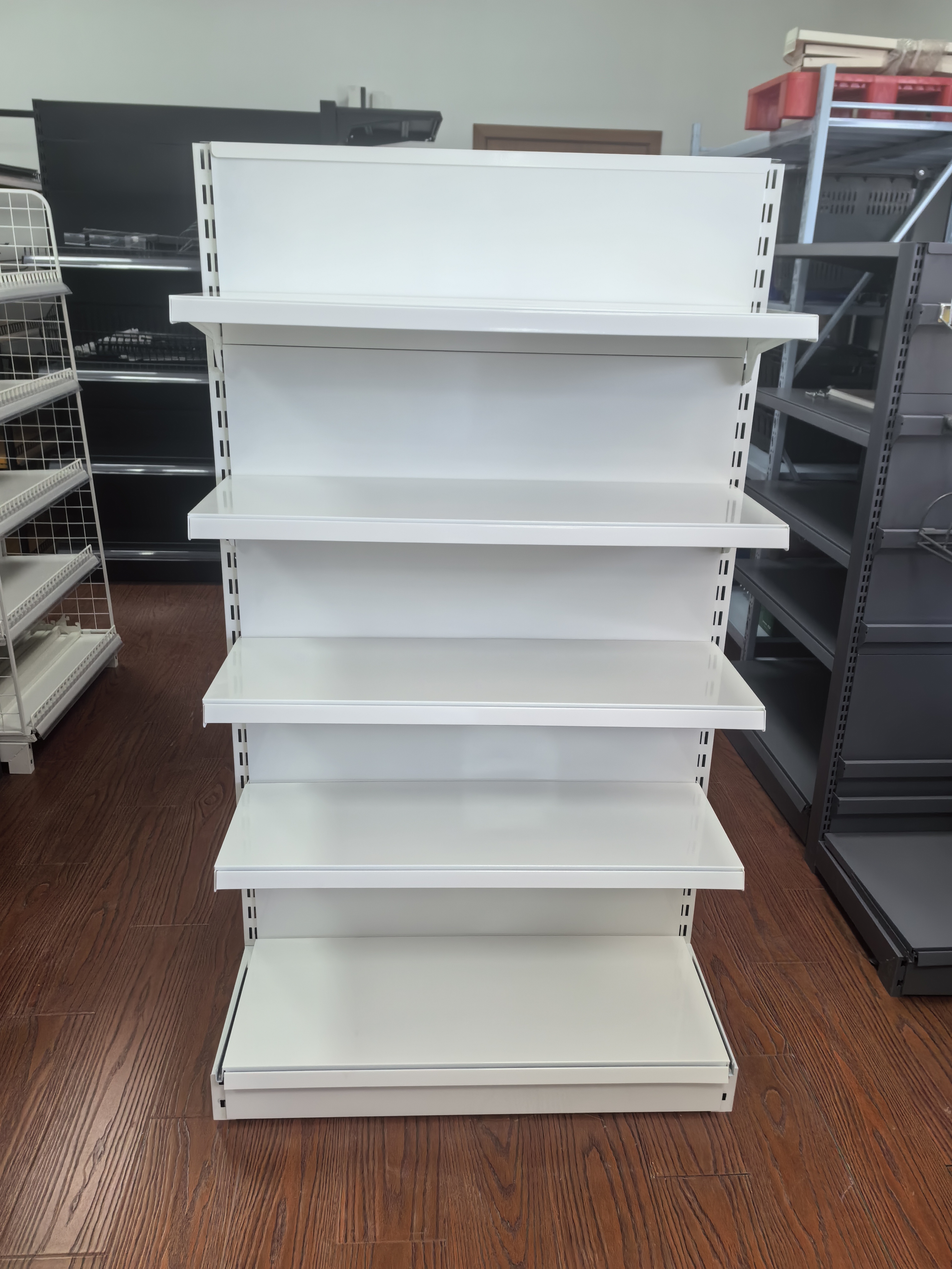 Heavy Duty Double-Sided Metallic Medium Light Display Rack Freestanding Supermarket Shelving Epoxy Powder Coating Quick