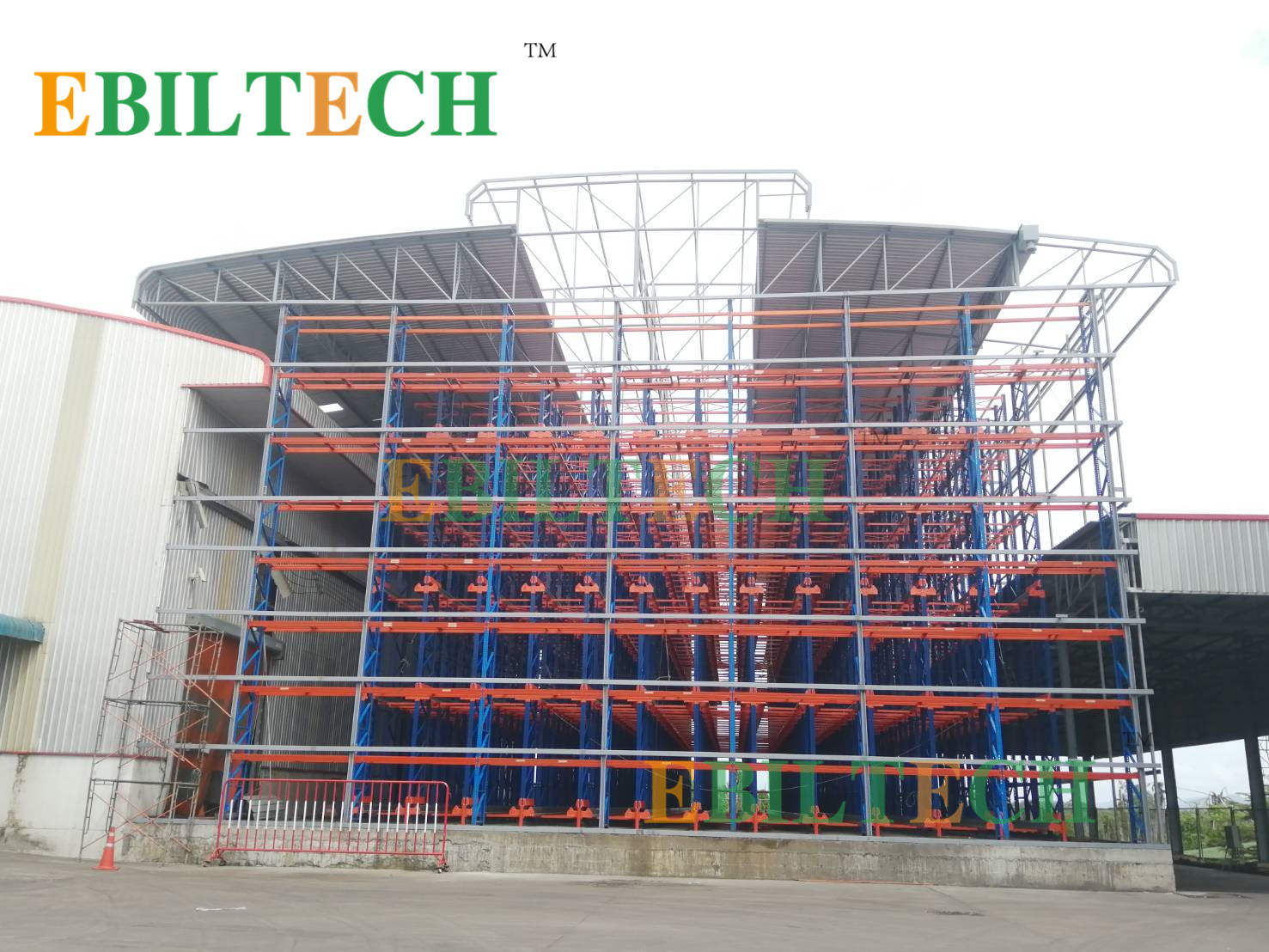EBILTECH Self Supporting Steel Multi-Layer Heavy Duty Powder Coated Racking Clad Building Integrated Warehouse Storage System
