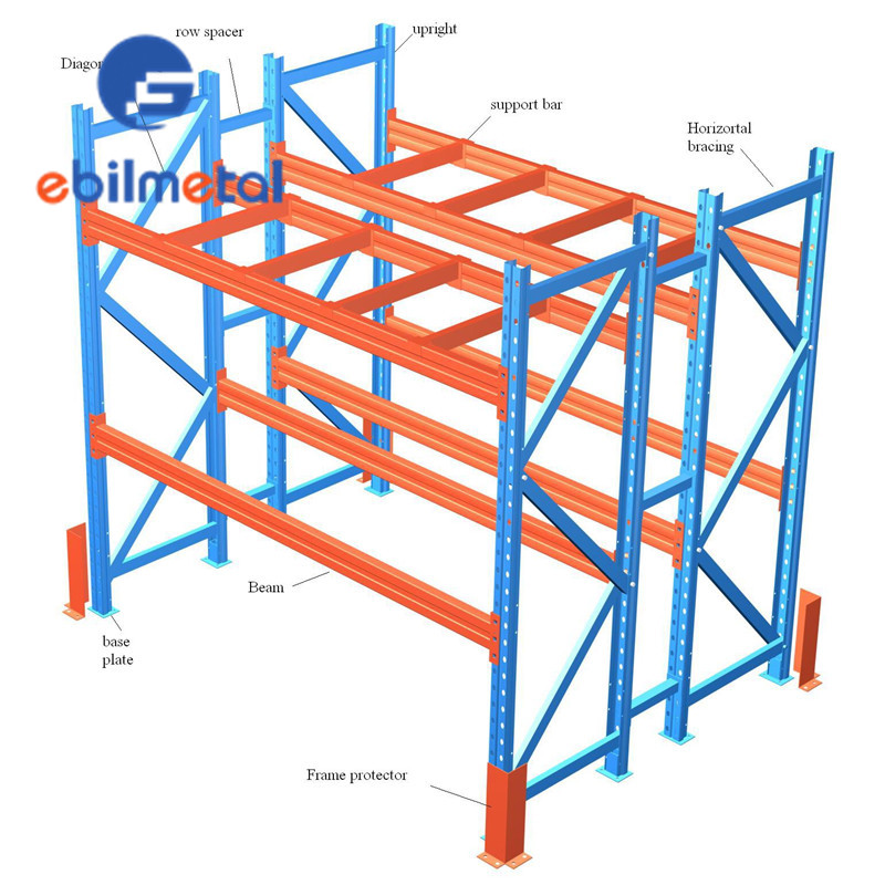 Customized Pallet Racking Accessories Support bar Row Spacer Beam Frame Horizontal Bracing Upright for Pallet Rack