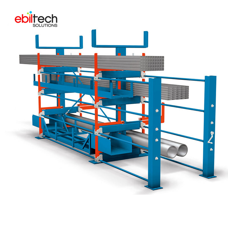 Industrial Warehouse System Steel Square Tube Storage Manual Drive Telescopic Cantilever Arm Rack CE Certified Corrosion
