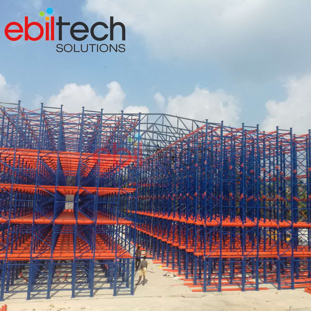 EBILTECH Heavy Duty Steel Multi-Layer Cold Warehouse Rack System with Powder Coated Finish Self-Supporting Integrated Racking