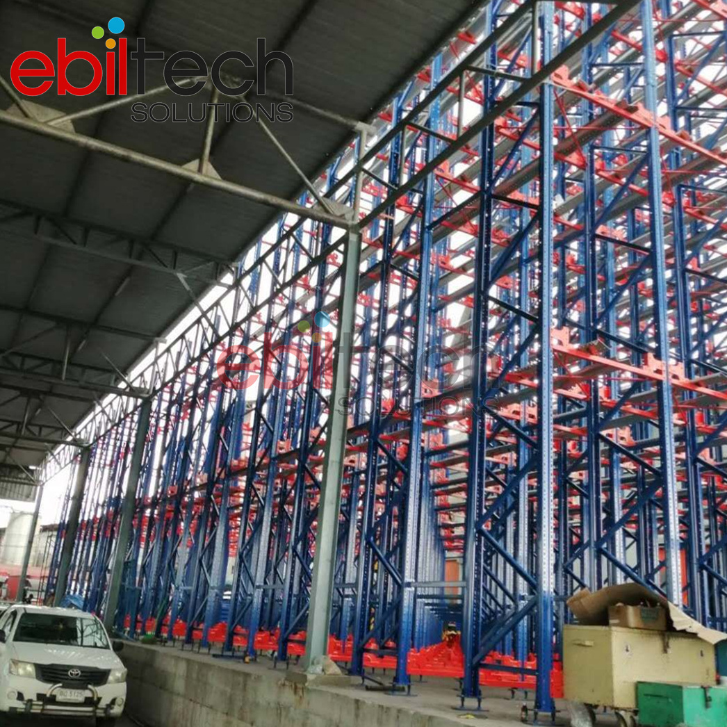 EBILTECH Heavy Duty Steel Multi-Layer Cold Warehouse Rack System with Powder Coated Finish Self-Supporting Integrated Racking