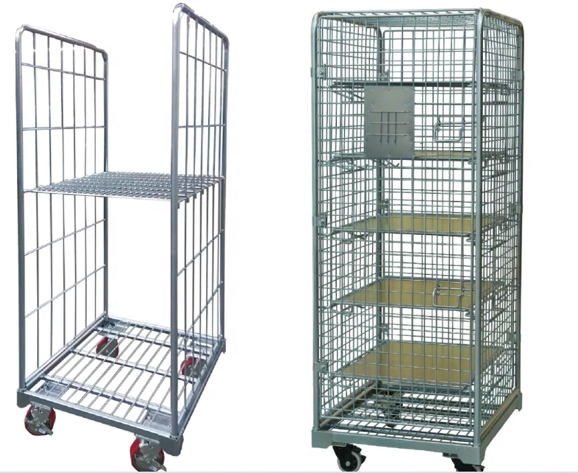 Storage Rack Trolley Roll Container Storage Cage Logistics Cart-CE Certified Stackable & Foldable High Capacity