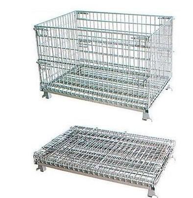 Customized Foldable Mesh Cages Galvanized Goods Warehousing Container Metal Net Cage Wire Cage Mesh Box for Factory