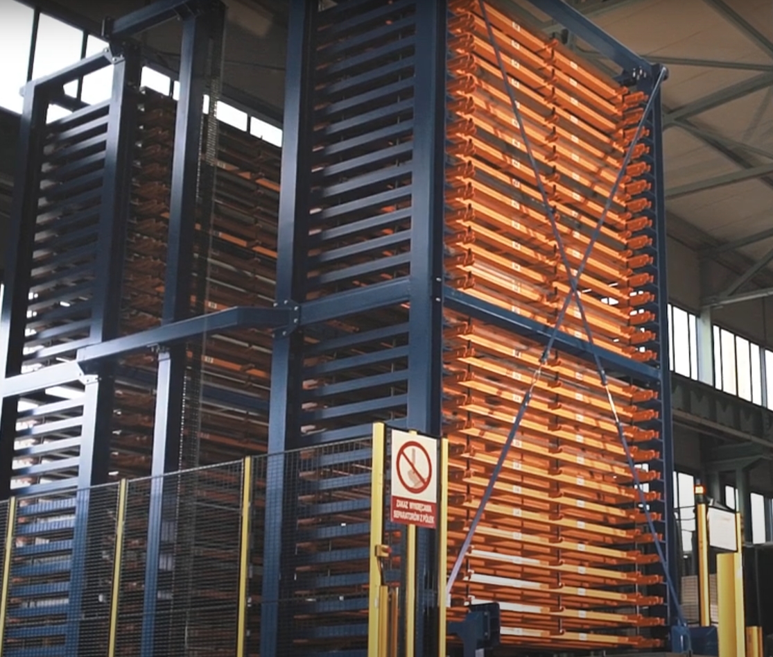 EBILTECH Automated Roll Out Sheet Metal Rack Sheets Metal Storage Steel Plate Racks for Factory