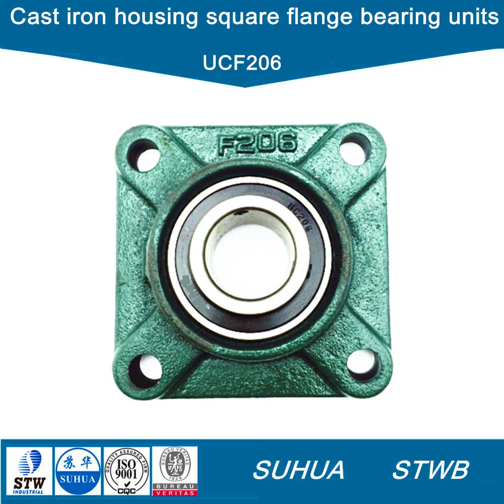 Cast Iron Housing Four-Bolt Square Flange Ball Bearing Units (UCF206)