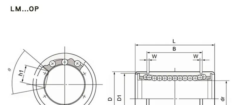 Linear Open Sliding Bearing Size