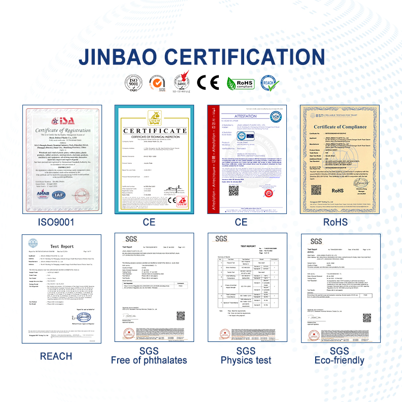 Jinbao High Gloss PMMA 3mm Acrilic Glass Frosted Glitter Pure Clear Golden Mirror Transparent Color Perspex Plastic Cast Panel Sheet Acrylic Board for Sale