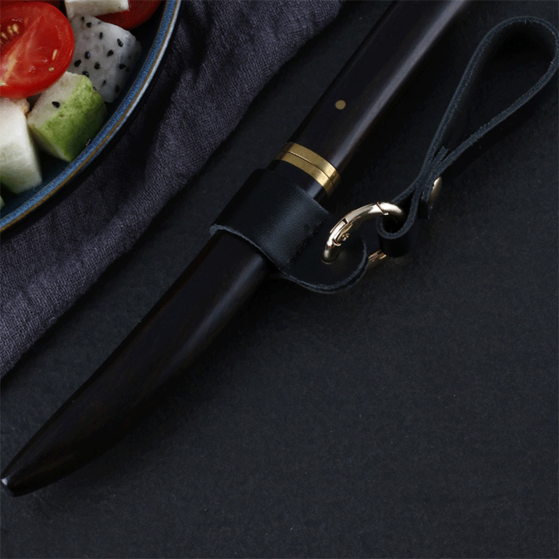 Ds-2640 Paring Knife 3.5 Inch Damascus Steel Knife Small Utility Knife Ebony Handle Pocket Knife BBQ Meat Knife for Camping