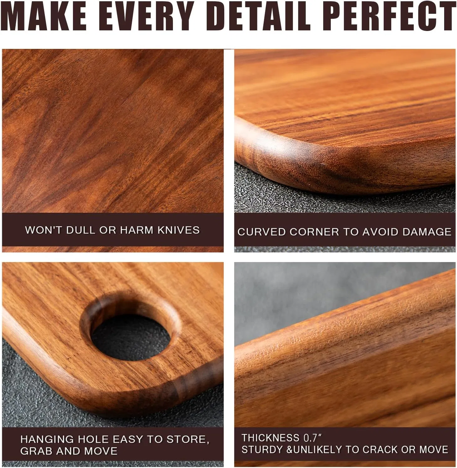 Acacia Wood Cutting Board for Cutting Fruits Vegetables and Meat