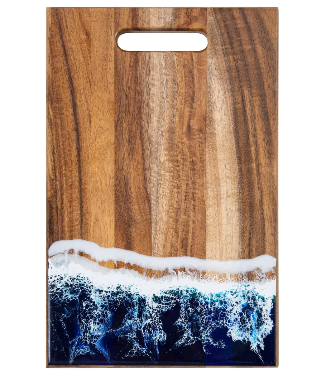 Durable Epoxy Resin Acacia Wood Cutting Board Non-Slip Kitchen Chopping Board FDA Certified