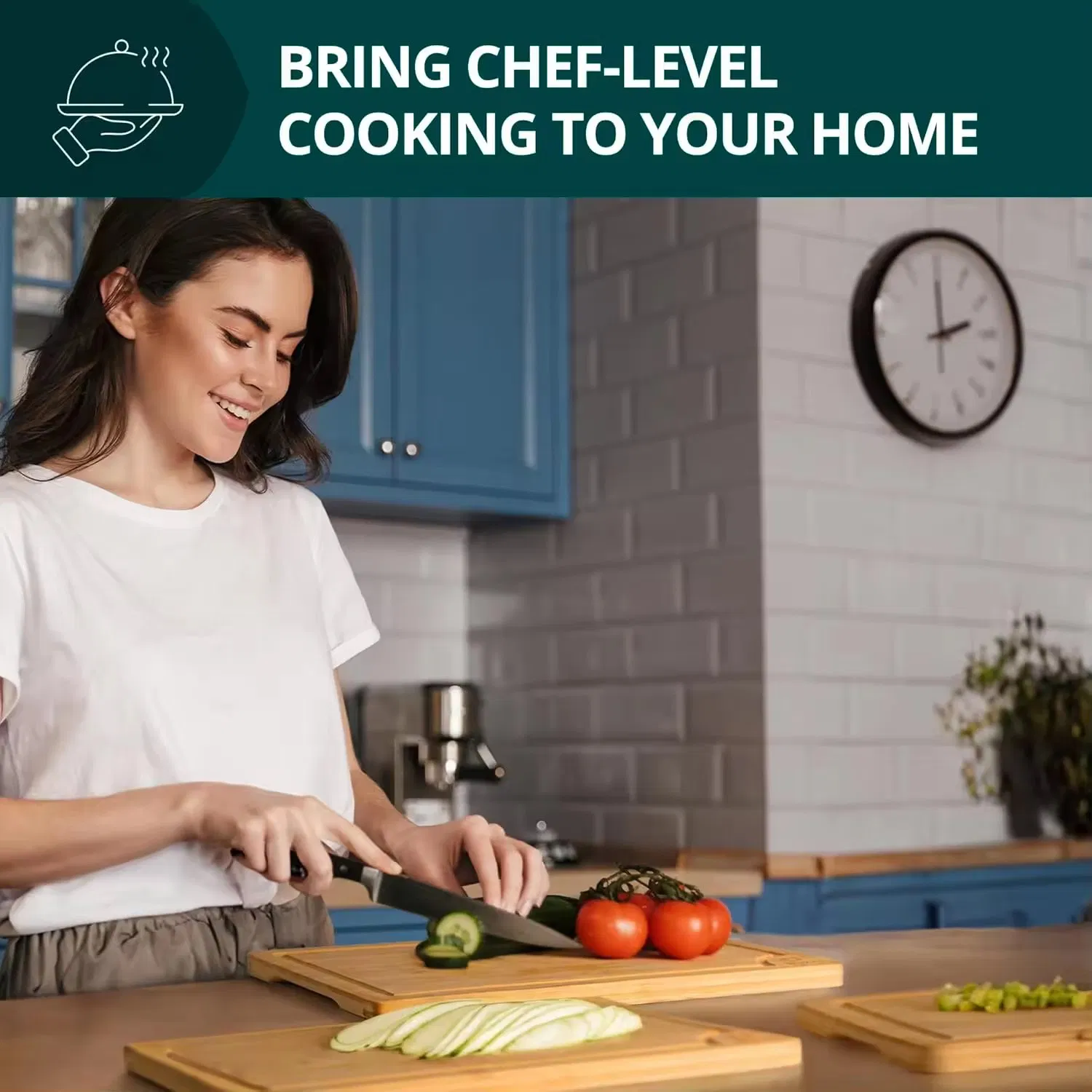 Custom Kitchen Wood Bamboo Chopping Board Cutting Block Set of 3