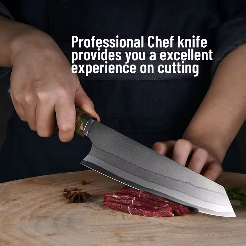 High-Quality Japanese Santoku 8-Inch Composite Steel Chef's Knife, 67-Layer Damascus Steel Knife