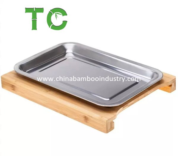 Factory Price Bamboo Cutting Board with Containers Sliding Stainless Steel Tray Chopping Board with Storage Wood Butcher Block Veggie/Cheese Tray