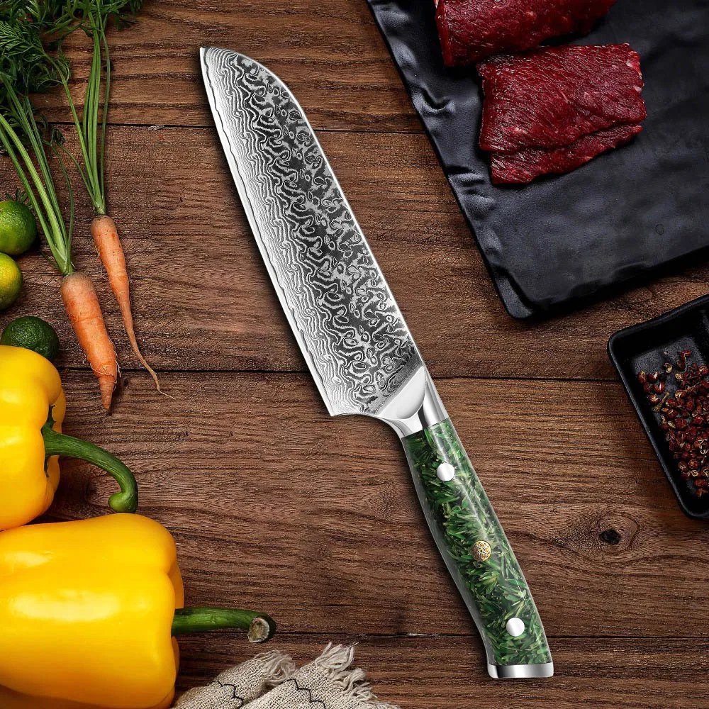 Damascus Santoku Knife 11