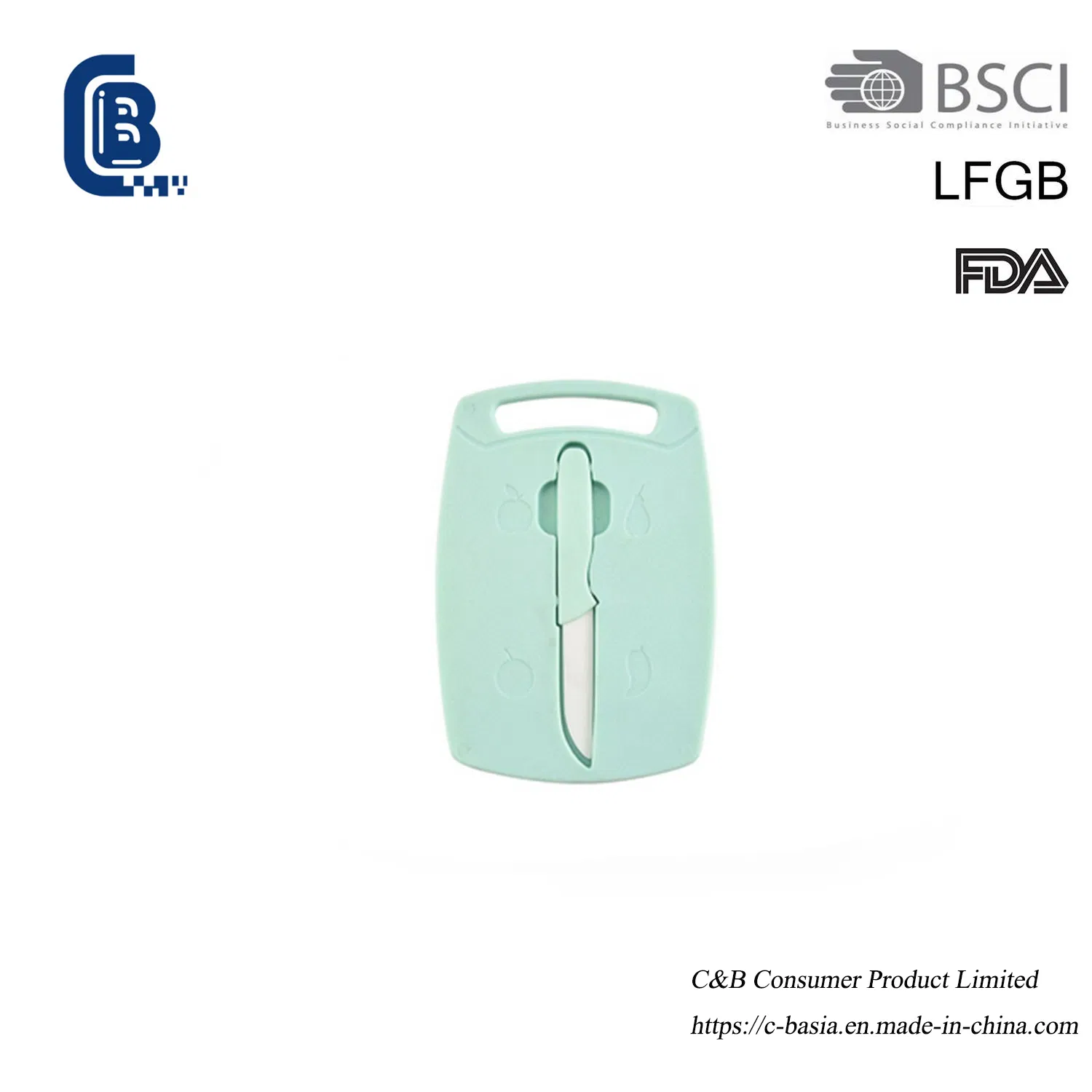 Wheat Straw Plastic Chopping Board Set - Non-Slip with Knife