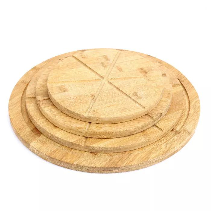 Round Shape Natural Bamboo Bread Pizza Cutting Board