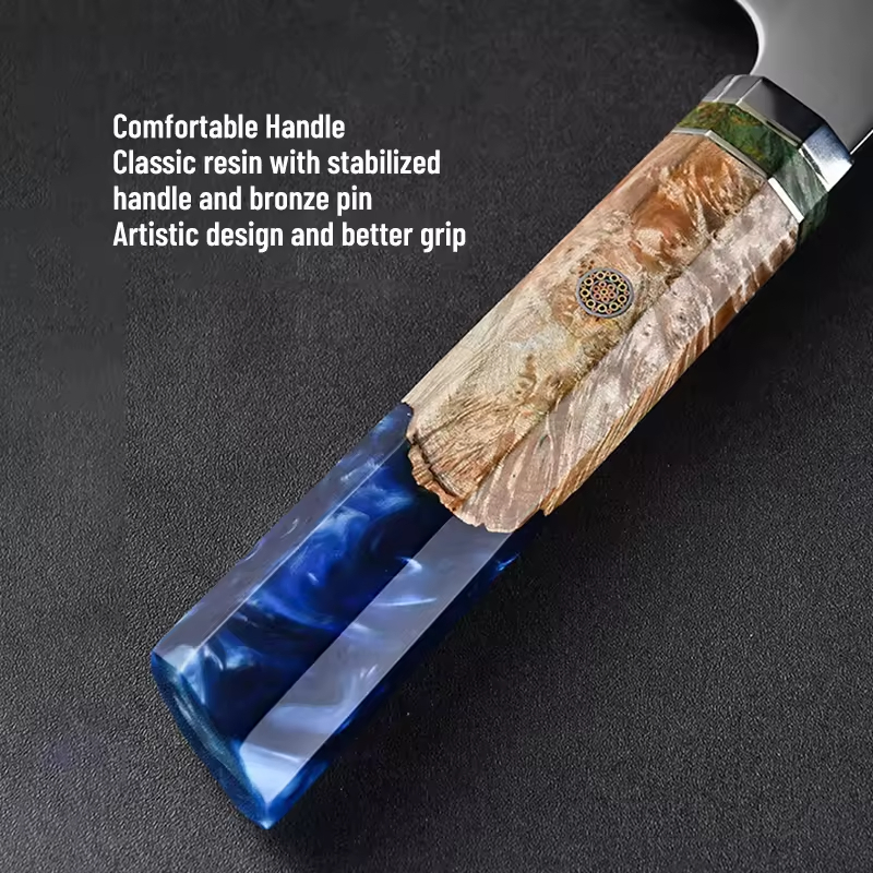 High-Quality Japanese Santoku 8-Inch Composite Steel Chef's Knife, 67-Layer Damascus Steel Knife with Stable Wooden Handle