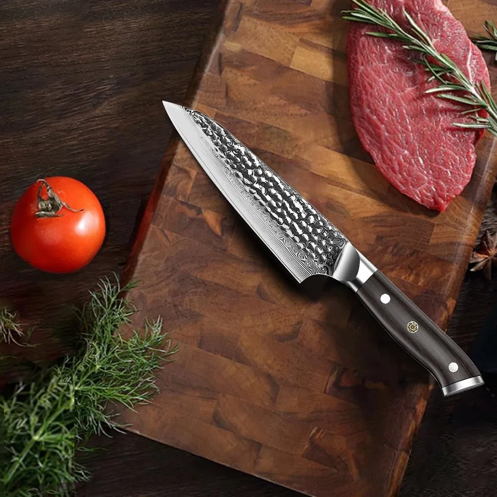 Ds-2964A Paring Knife Forged Blade Damascus Utility Knife 5 Inch Japanese Vg10 Steel Core Ultra Sharp Fruit Knife with Ebony Handle Wholesale