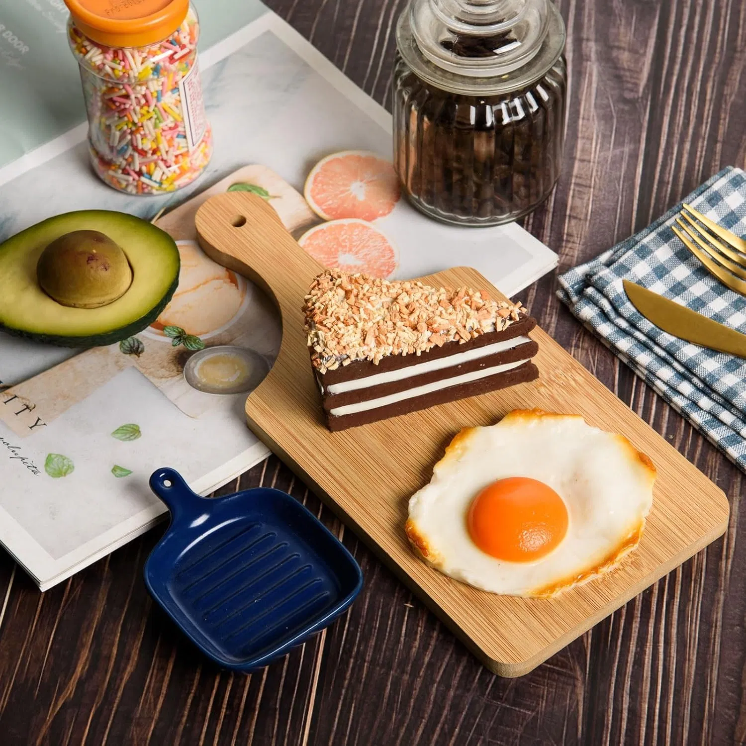 6 PCS Thicken Bamboo Cutting Board Customized Wood Chopping Board for Cheese, Bread, Vegetables &amp; Fruits