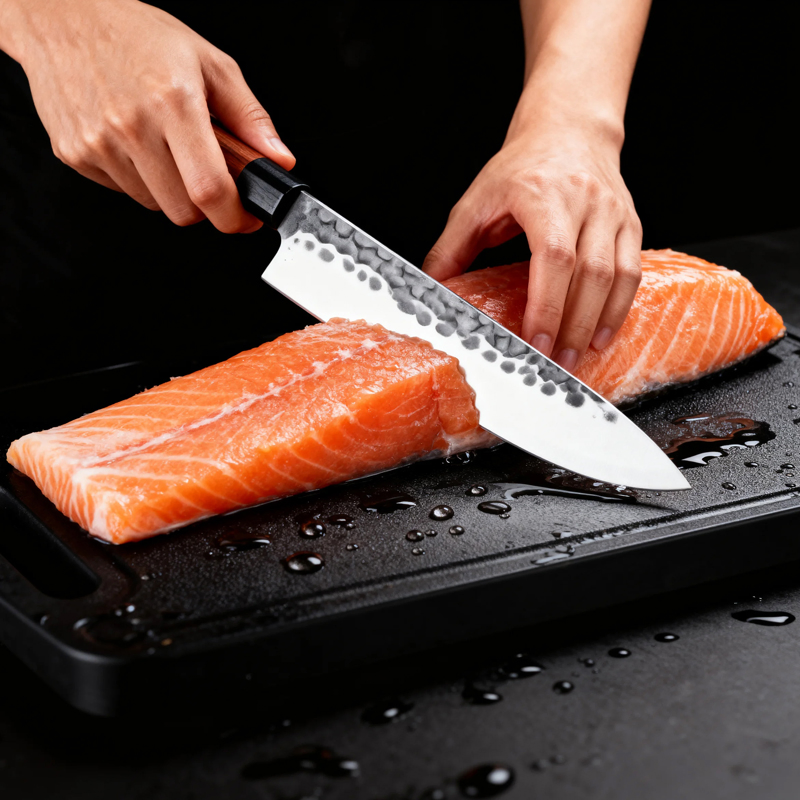 DS-98SFH-SR 7 Inch German Stainless Steel Forged Blade Kitchen Santoku Knife with Ebony Rosewood Handle Japanese Chef Knife