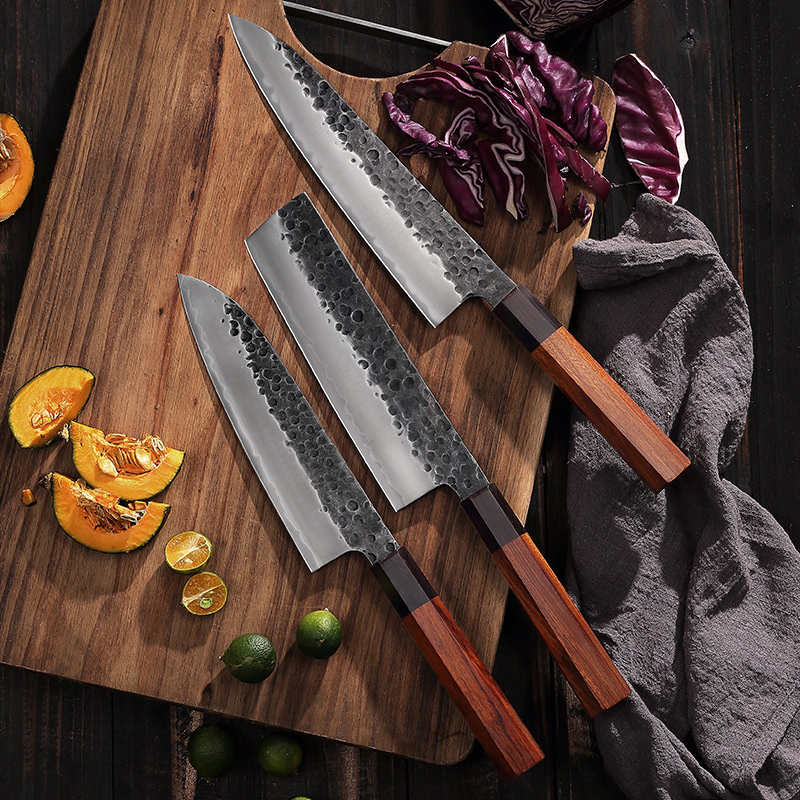 Ds-2644B Professional Japanese Knife 7 Inch Santoku Knife Hand Forged Kitchen Knife 3 Layers Steel Chef Knife