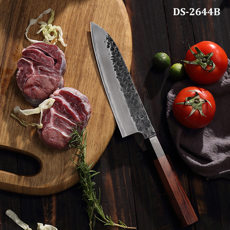 Ds-2644B Professional Japanese Knife 7 Inch Santoku Knife Hand Forged Kitchen Knife 3 Layers Steel Chef Knife
