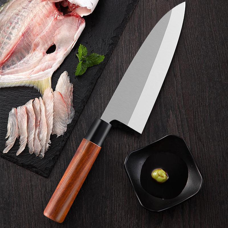 Japanese Sashimi Knife Salmon Cooking Knife Kitchen Slicing Knife Stainless Steel Sushi Knife Santoku Knife Fish Raw Knife