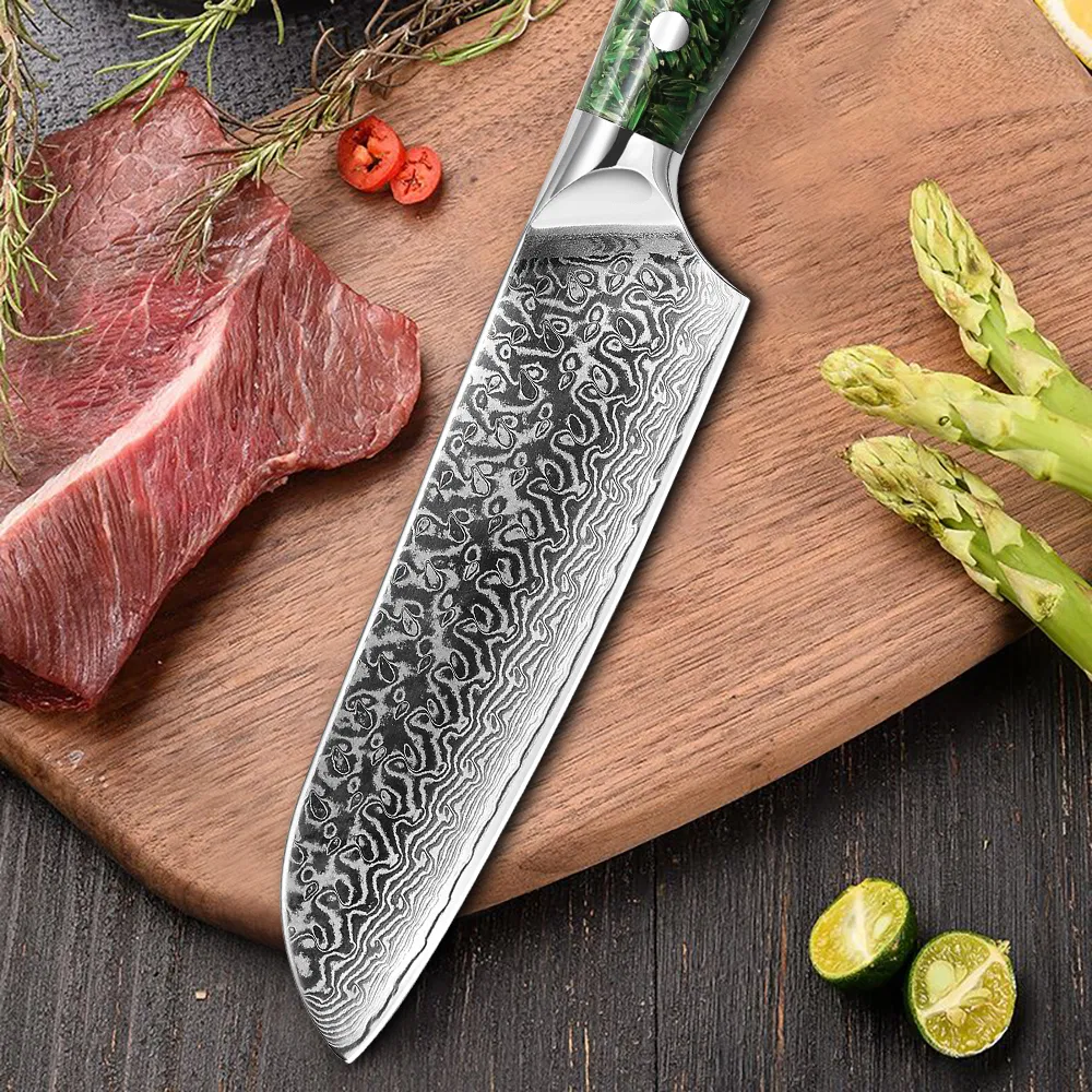 Damascus Santoku Knife 12