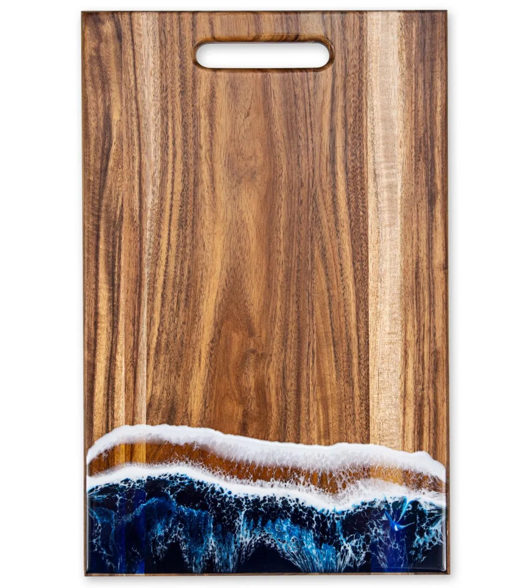 Durable Epoxy Resin Acacia Wood Cutting Board Non-Slip Kitchen Chopping Board FDA Certified