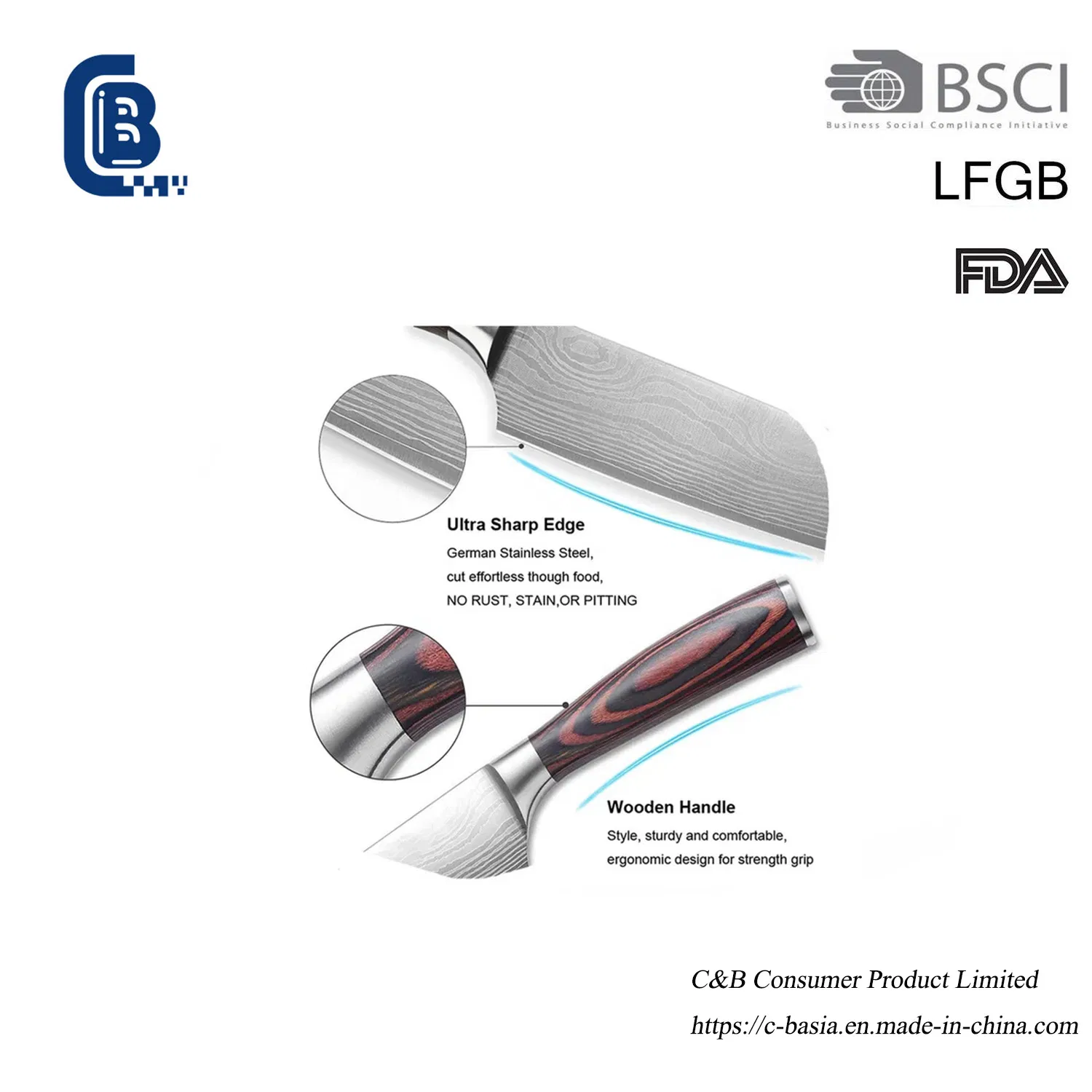 Stainless Steel Utility Kitchen Knife - Sharp Chef Slicer for Meat/Vegetables