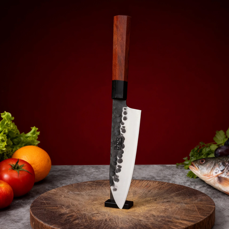 DS-98SFH-SR 7 Inch German Stainless Steel Forged Blade Kitchen Santoku Knife with Ebony Rosewood Handle Japanese Chef Knife